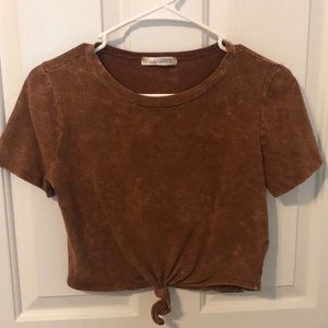 Amante Faded Brown Crop Top w Knot